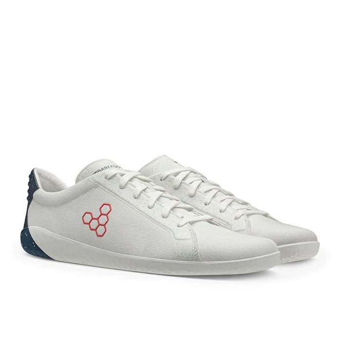 Vivobarefoot Geo Court Eco Erkek Koşu Ayakkabısı Beyaz Mavi Kırmızı | NCL689175